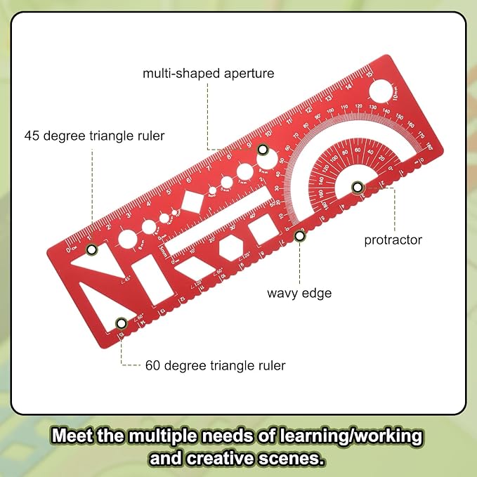 HARFINGTON Multifunctional Geometric Rulers 15cm Metric and SAE Aluminum - Image 4