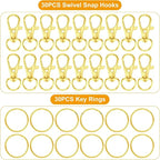 60PCS Keychain Making Kit, Including 30PCS Keychains Clips Hooks and 30PCS Key - Image 2