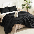 Litanika Black Comforter King Size, 3 Pieces Lightweight Solid Bedding by Litanika