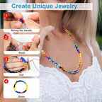 XSEINO About 1200pcs 6mm Crack Glass Beads Bracelet Making Kit, 24 Assorted - Image 4