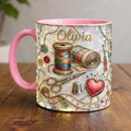 Personalized Sewing Mug with Name, Quilting Lover Coffee Cup, Seamstress Gift by Custom