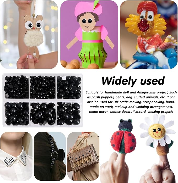 TOAOB 500pcs Round Black Plastic Doll Eyes 4mm 5mm 6mm 8mm 10mm Flatback - Image 7