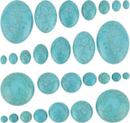 PH PandaHall 84pcs Synthetic Turquoise Stone Cabochons, 7 Sizes Blue Texture by PHPandaHall