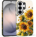 for Samsung Galaxy S26 Ultra Case, Sunflowers Bees Pattern Glossy 2 in 1 by Teonvpu