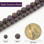 6mm Matte Purple Cloisonne Jasper Bead, 15-Inch Matte Round Loose Stone Beads - Image 3