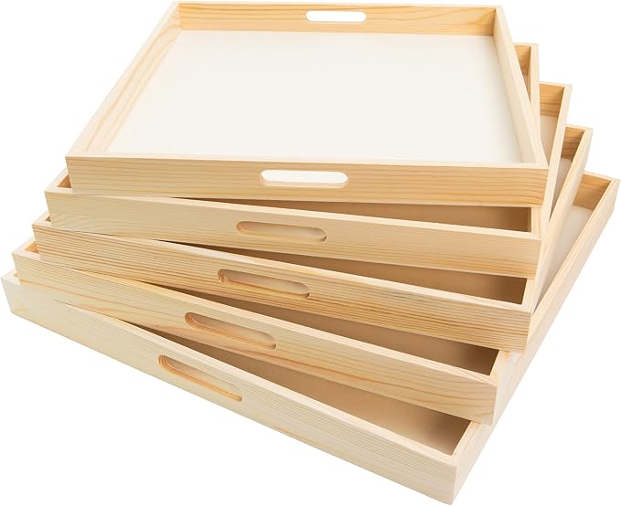 Wooden Nested Serving Trays – Unfinished Square Trays - Image 5