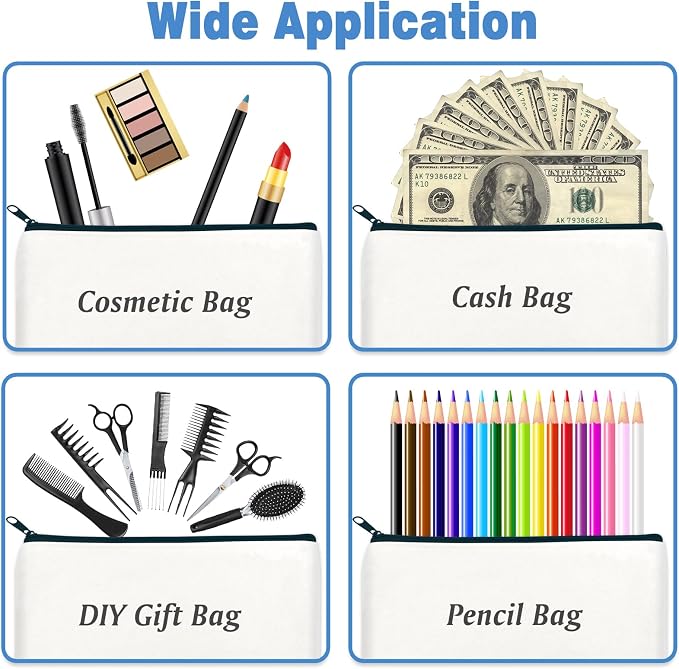 ZeeDix Canvas Zipper Pouch Bulk – 8.3 x 5 Inches Cotton Canvas Pouches - Image 3