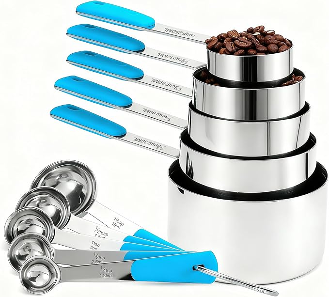 Bopei Measuring Cups and Spoons Set Stainless Steel 10 Piece by Bopei