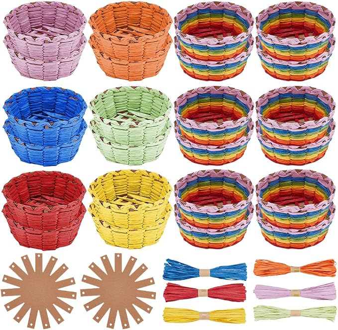 FREEBLOSS 24 Set Basket Weaving Kit Creative Woven Bowl Raffia Basket Arts and by FreeandCreativeCraftsArt