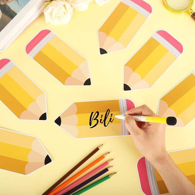54Pcs Pencil Cutouts Pencil Name Tags, Classroom Pencils Themed Bulletin Board - Image 6