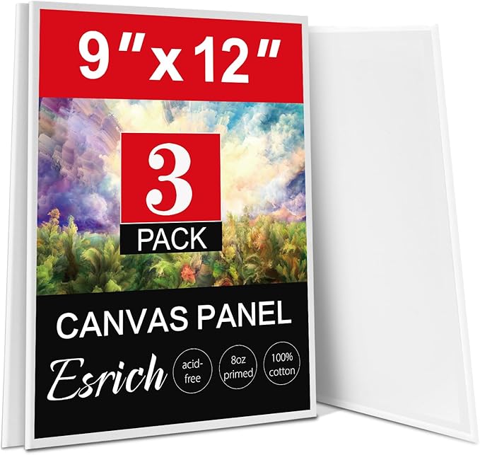 ESRICH Canvas Boards for Painting, 3 Pack 9x12 Canvases for Painting Cotton by ESRICH
