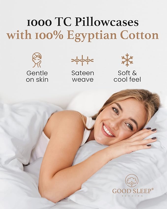 1000 TC Light Gray Standard Pillowcases Set of 4 100% Egyptian Cotton Pillow - Image 4