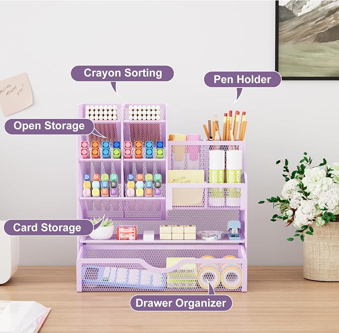 Marbrasse Mesh Pen Holder for Desk, Desk Organizers and Accessories for Office - Image 2