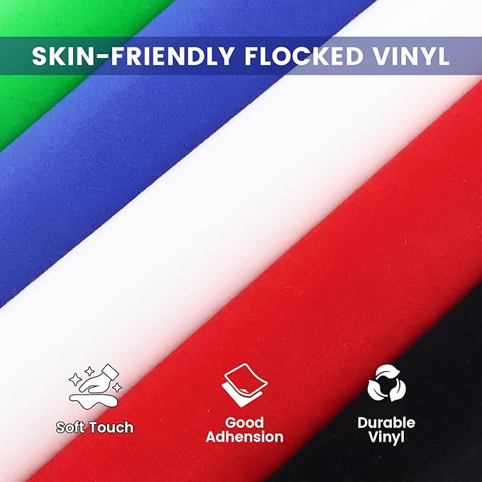 Flocked HTV Vinyl Sheets, Colorful Flock Iron on Vinyl-10 Pcs 12"x10" | Flock - Image 4