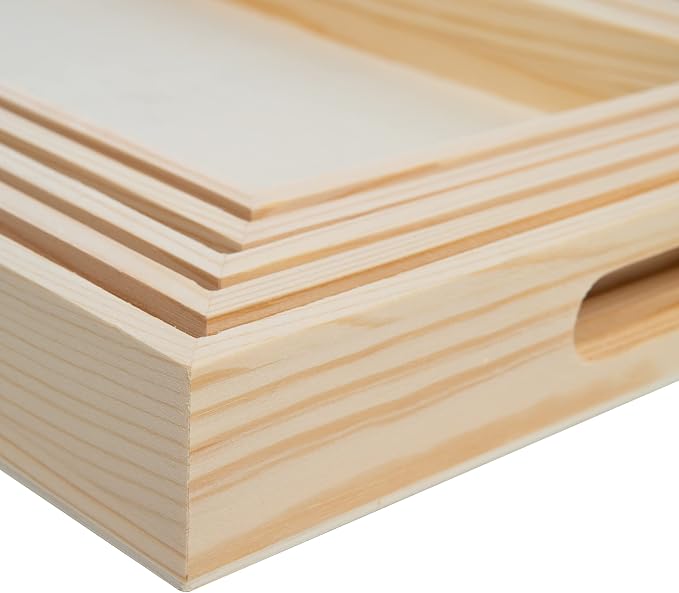 Wooden Nested Serving Trays, Unfinished Rectangle Trays - Image 5