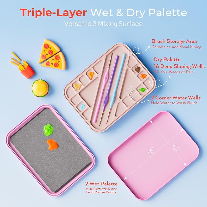 Nicpro Aesthetic Miniature Painting Kit, Stay Wet Palette & 16PCS Detail Paint - Image 4
