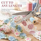 4 Yards Floral Lace Trim Ribbon, Colorful Embroidery Flower Sewing Fabric | - Image 3