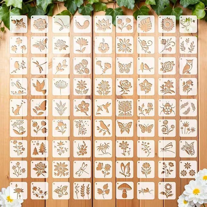 3 Inch Botanical Stencils for Painting by Vomulato