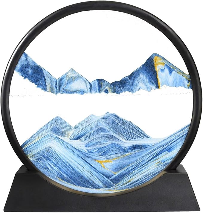 BGFJYUK Moving Sand Art Picture in Motion, Round Tempered Glass 3D Deep Sea by BGFJYUK