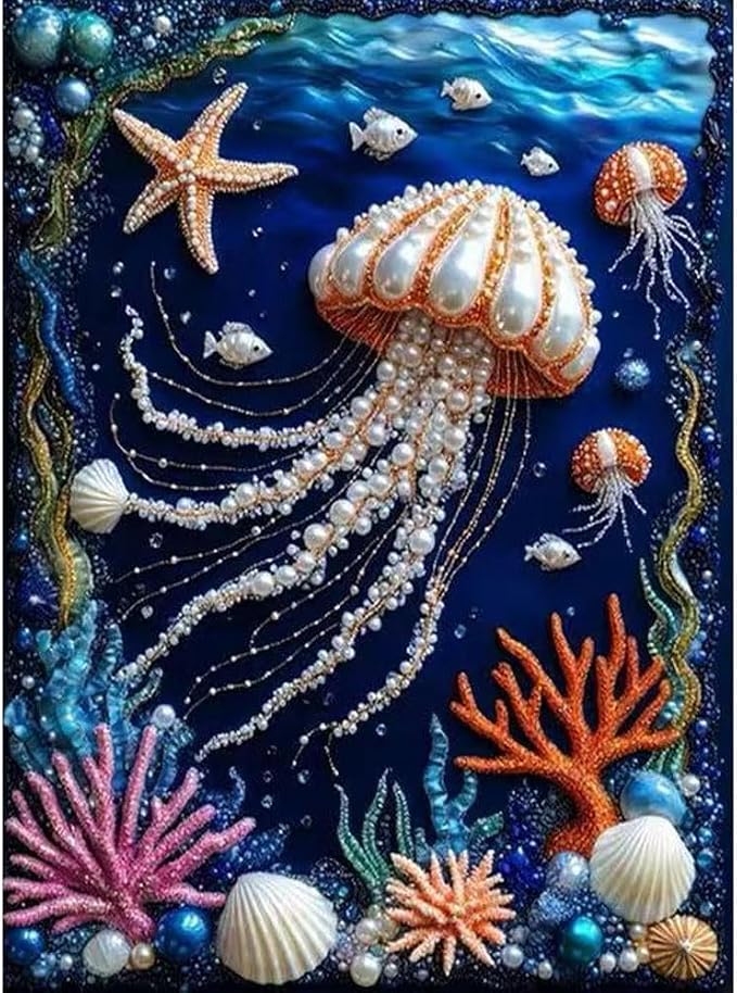 ZQEATRY Jellyfish Coral Reef Special Shape Diamond Art Kits by ZQEATRY