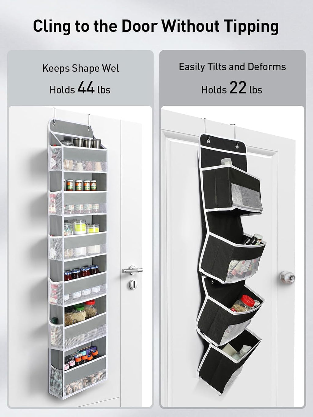 Yecaye 2 Pack Over The Door Organizer, 6-Tier Closet Door Hanging Organizer with 12 Mesh Pockets, Bathroom Organizers and Storage, Ultra Sturdy Large Capacity Over Door Storage Newborn Baby Essentials