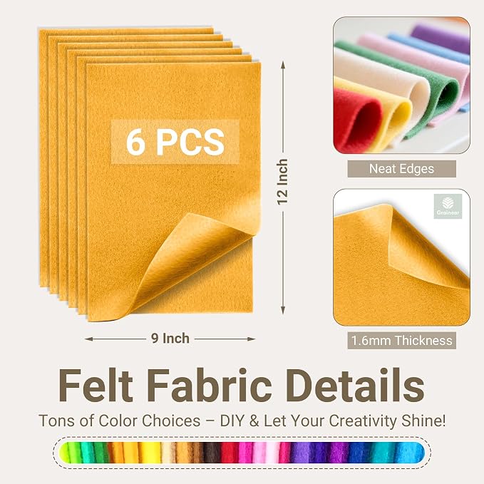Gold Soft Felt Sheets for Crafts, 1.6mm Thick, Kids' Crafts, DIY Projects - Image 2