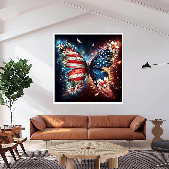 4th of July Diamond Art Kits for Adults, Full Drill Butterfly Diamond Painting - Image 5