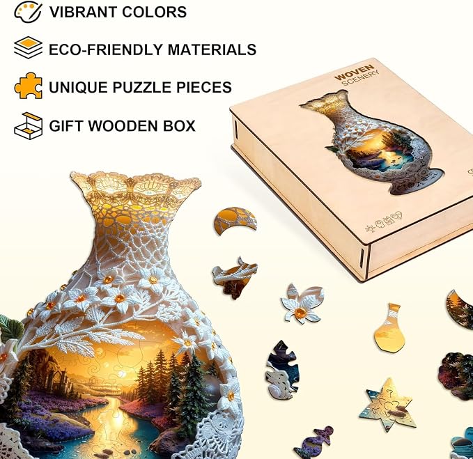 Scenery in Ceramic Vases Puzzles Adults Gifts Wooden 75 Pieces 9.4 * 4.9in - Image 2