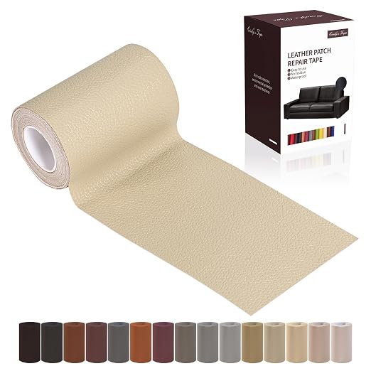 Leather Repair Patch Tape, Light Beige 3 x 61 Inches Self Adhesive Leather by Cindy%27s+Tape