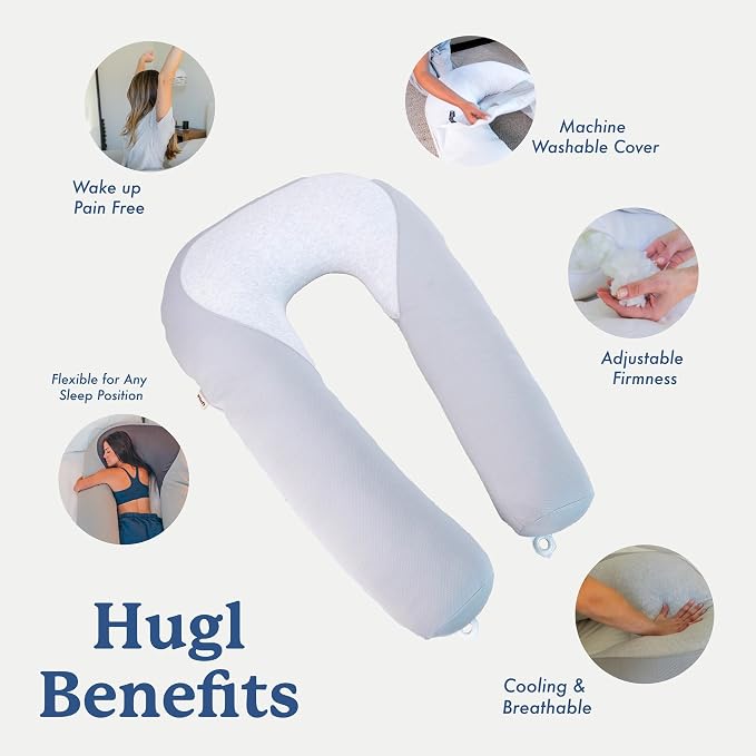 Plufl Hugl Cooling Body Pillow & Breeze Cooling Blanket Set | U-Shaped Memory - Image 7
