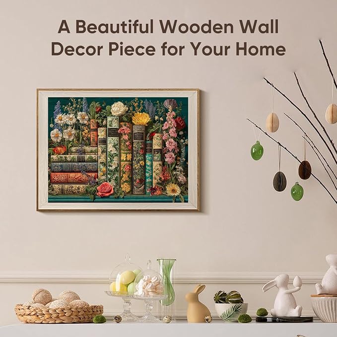 BODHIPNJOY Bookshelf Puzzles for Adults 500 Pieces, Wildflower Books Pages - Image 5
