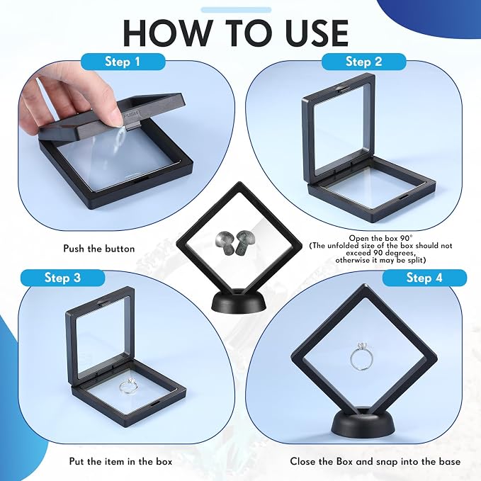 60 Pcs 3D Floating Display Case PE Film Jewelry Storage Box Coins Display Frame - Image 2