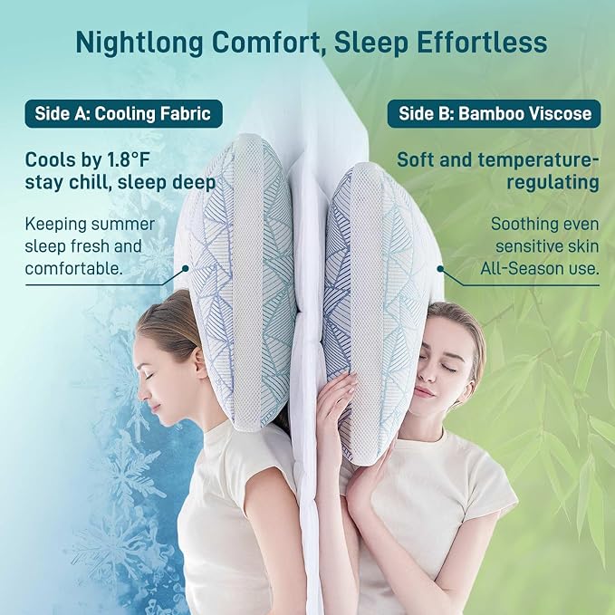 Sylvaris Shredded Memory Foam Cooling Soft Bamboo Viscose Pillow King Size - Image 2