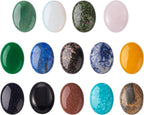 Beadthoven 14pcs 14 Styles Oval Stone Cabochons Mix Natural Gemstone Beads Cabs by BBBeadthoven
