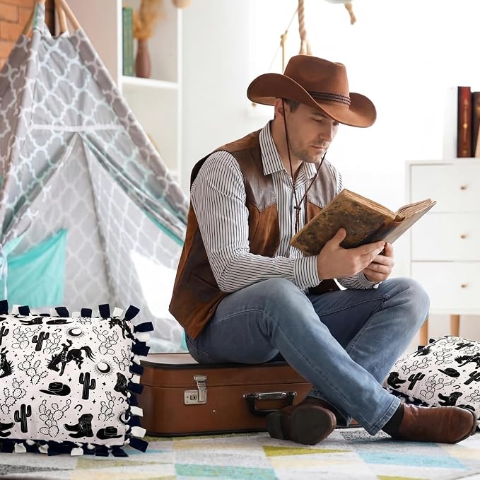 Chunful 6 Sets Western Cowboy Tied Pillow Craft Kit DIY No Sew Pillow Supplies - Image 7