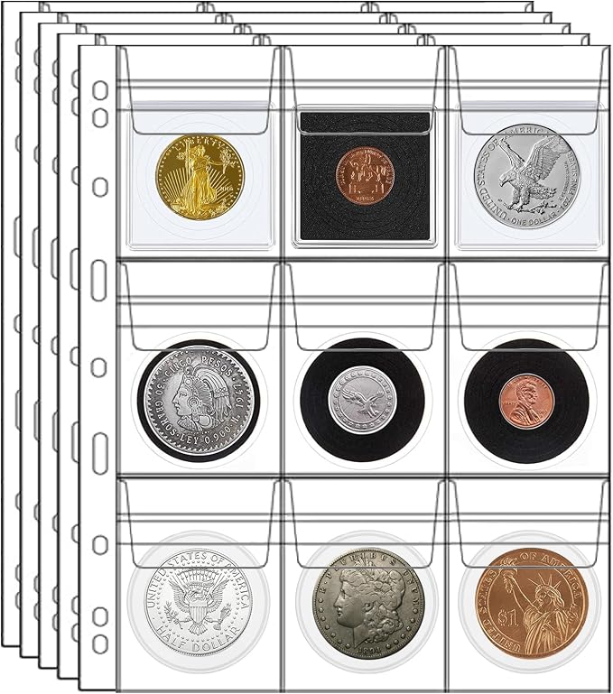 MUQING 180 Pockets Plastic Coin Collecting Sleeves Pages, 20 Sheets Collection by MUQING