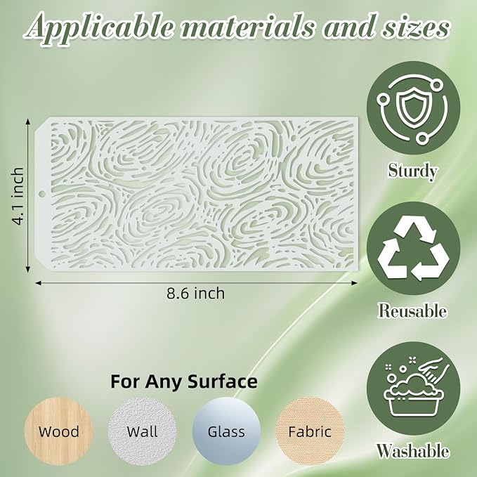 Geometric Texture Stencils for Crafts Reusable 12Pcs Stencils | DIY Art - Image 4