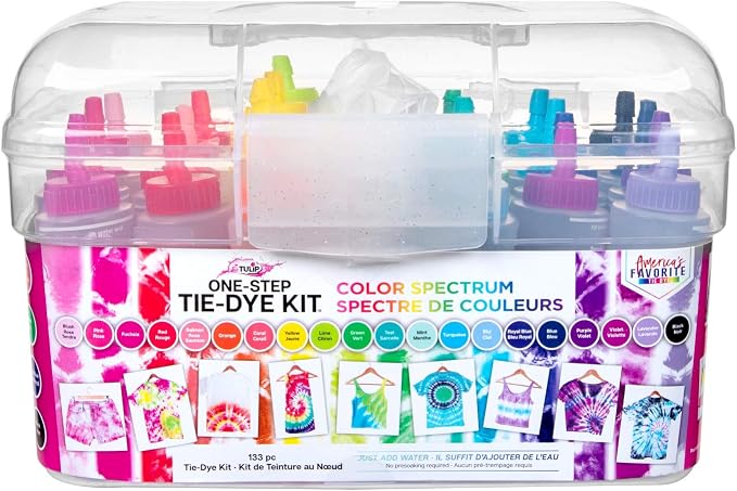 Tulip One-Step Tie-Dye Color Spectrum Tub, 24 Bottles, Rainbow Colors, by Tulip