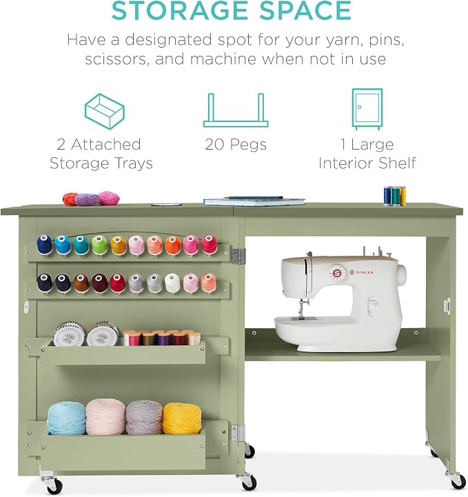 Best Choice Products Folding Sewing Table Multipurpose Craft Station & Side Desk - Image 3