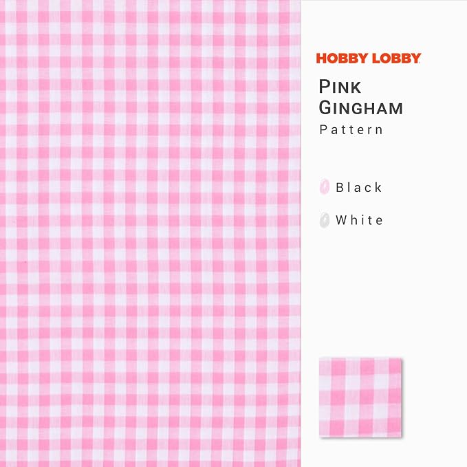 Hobby Lobby Pink Gingham Cotton Calico Fabric, 2 Yards | Precut Fabric - Image 2