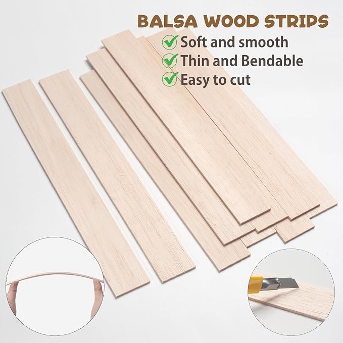 Balsa Wood Sticks, Balsa Wood Strips Slats 1/8" × 1.5" × 12", Wooden Sticks - Image 4