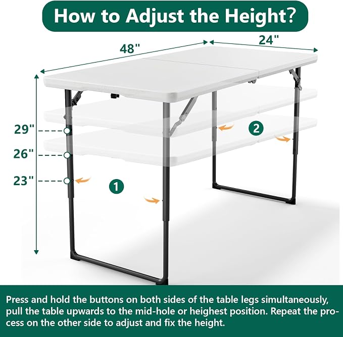 2 Pack Folding Table 4ft - Image 3