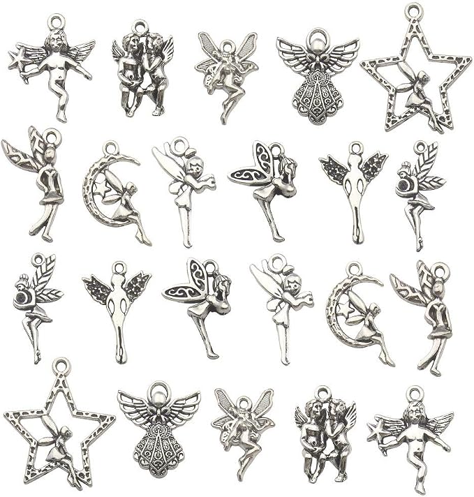 iloveDIYbeads 100g Craft Supplies Antique Silver Wings Angel Fairy Charms by iloveDIYbeads