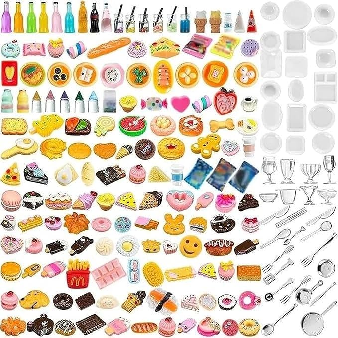 Diinokiy 200Pcs Dollhouse Miniature Food Drinks Bottle Cooking Toys Kitchen by Diinokiy