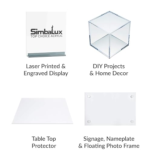 SimbaLux Acrylic Sheet Clear Cast Plexiglass 12”x12” 1/8” Thick 3mm, 4 Pack | - Image 6