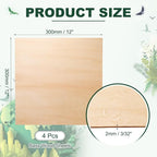 HARFINGTON 4pcs 2mm Basswood Plywood Sheets 12" x 12" x 3/32" Thin Unfinished - Image 2