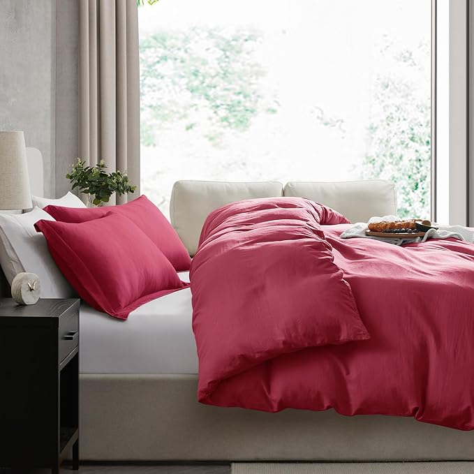 Nestl Burgundy Red Duvet Cover Queen Size - Image 7