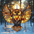 Owl Faux Tiffany Acrylic Suncatcher Stained Glass Effect Window Car Hanging by AVAGAN
