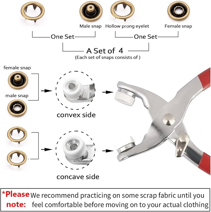 GTAAOY 100 Sets 9.5mm Metal Snaps Buttons Perfect - Image 2