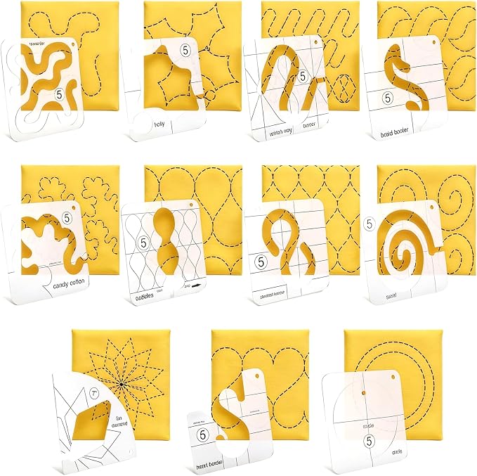 14 PCs Free Motion Quilting Template Set Includes 11 Quilting Templates 3mm - Image 5